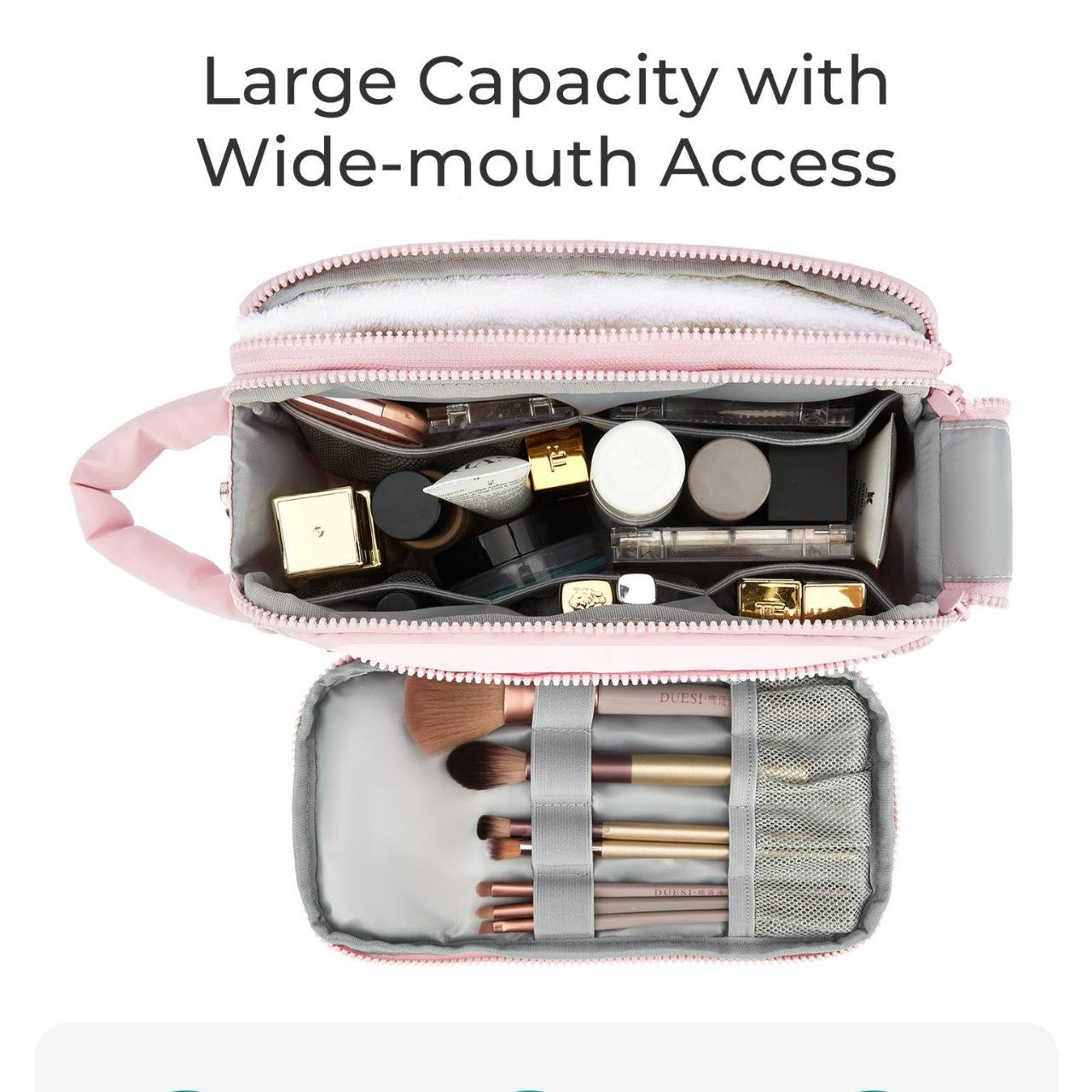Portable Travel Toilet Bag - Compact Cosmetic Bag with Organizers for Makeup Storage -dropshippingabc.com