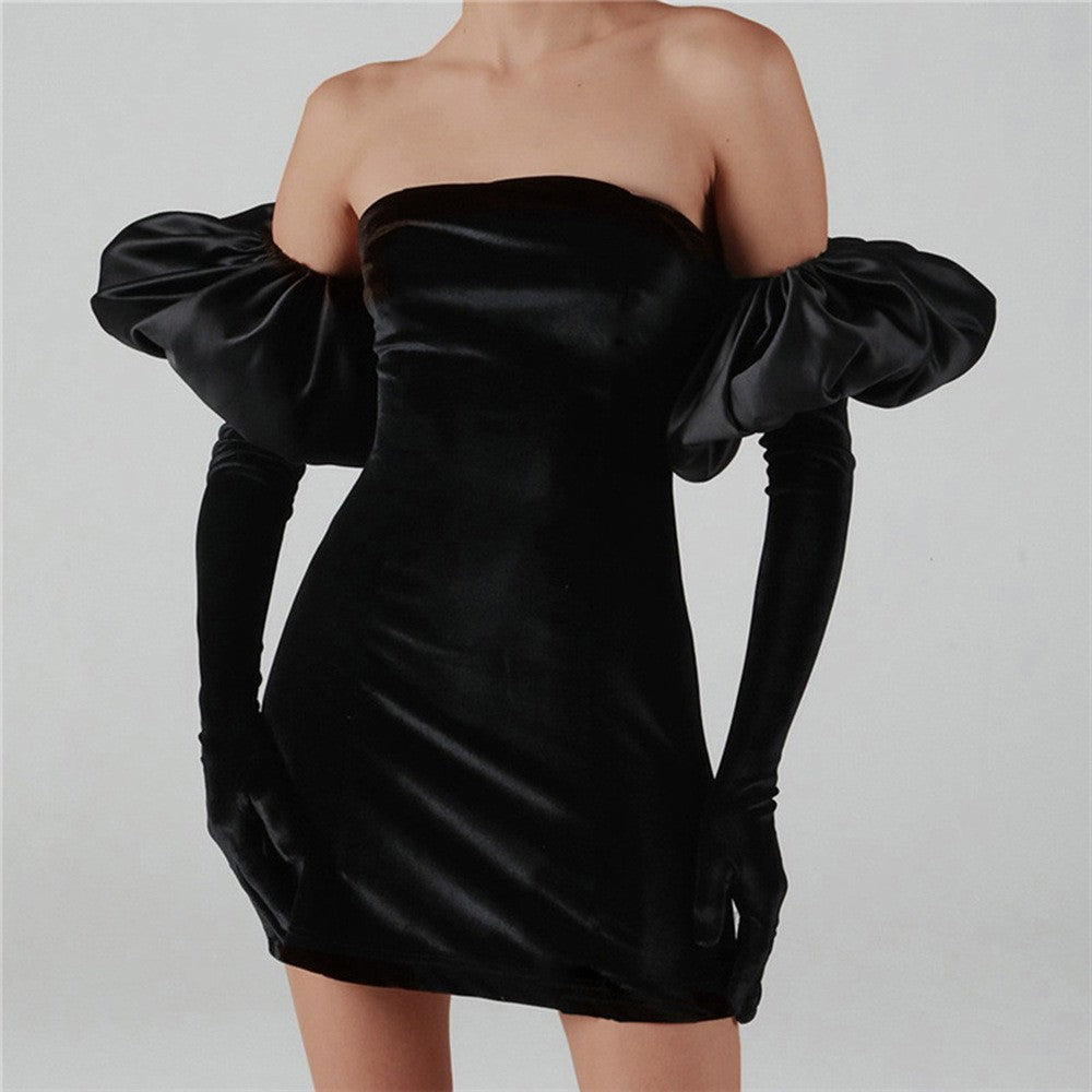 Women's Velvet Wrap Mini Dress - Sexy Backless & Off-Shoulder Party Dress -dropshippingabc.com