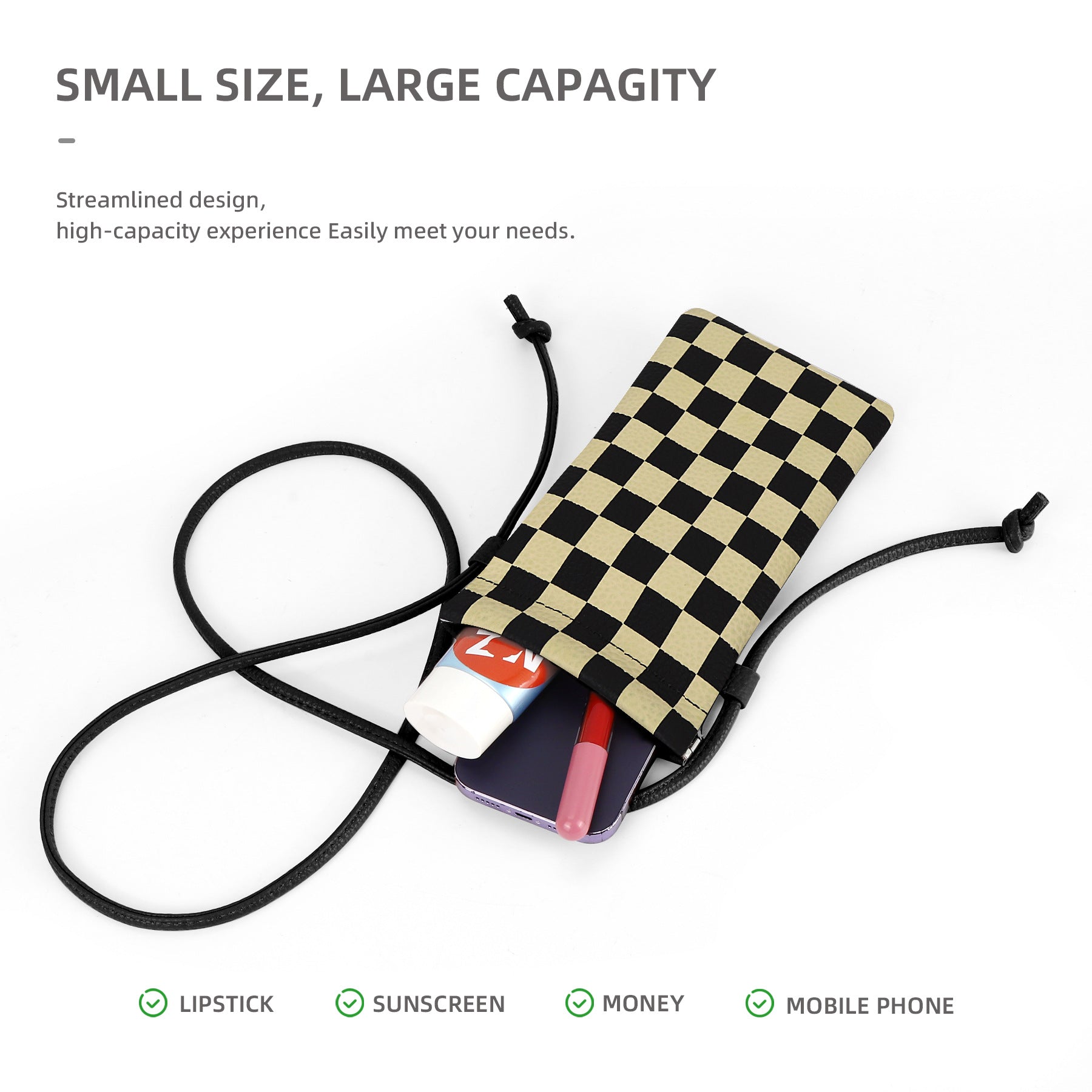 Vegan Leather Phone Crossbody Bag - Mini Mobile Phone Holder Pouch -dropshippingabc.com