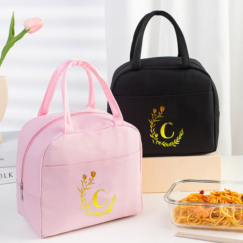 Letter Pattern Printed Thermal Insulation Bag - Lunch Box Tote with Aluminum Foil Ice Compartment -dropshippingabc.com