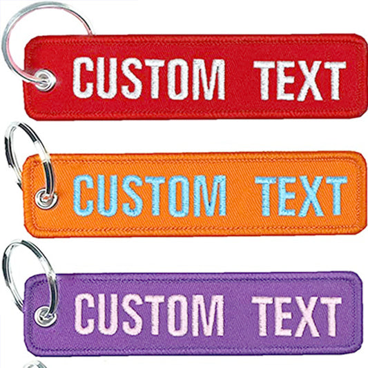 Double-sided Letter Woven Mark Embroidery Keychain Finished Decorative Materials, Luggage DIY Embroidery Key Pendant Customization -dropshippingabc.com