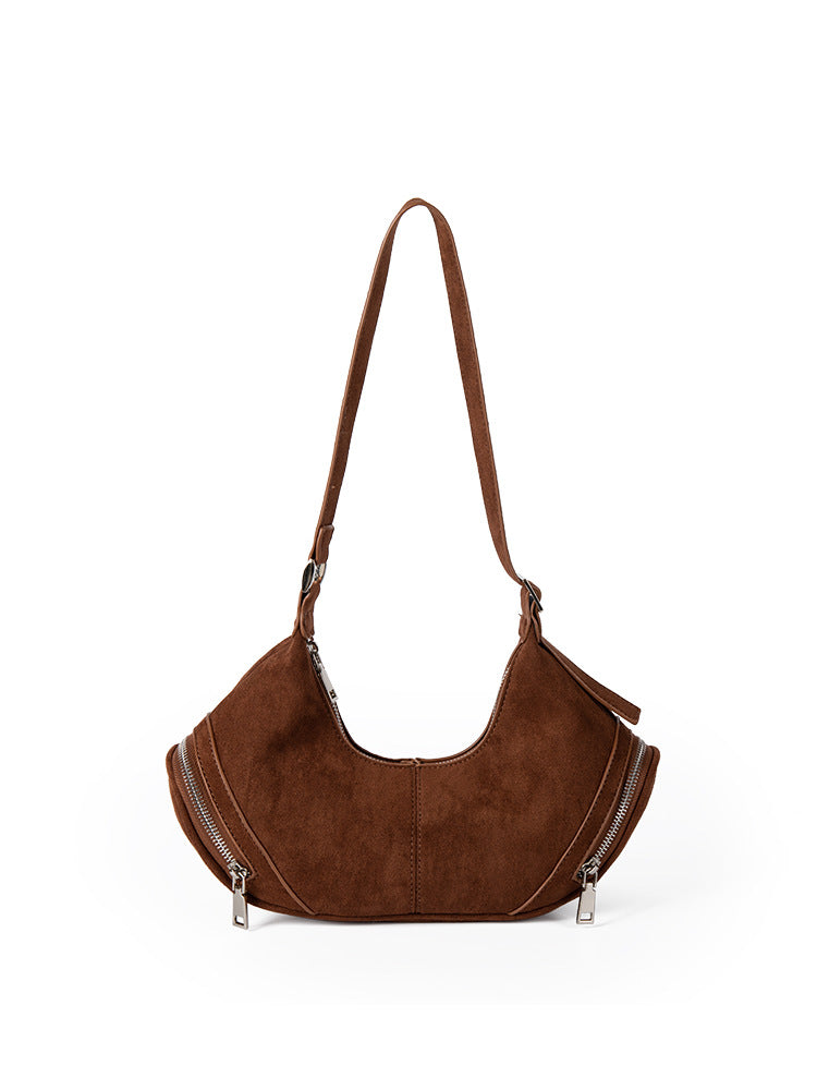 Large Capacity Suede Shoulder Bag - Vintage Casual Slouch Hobo Bag -dropshippingabc.com