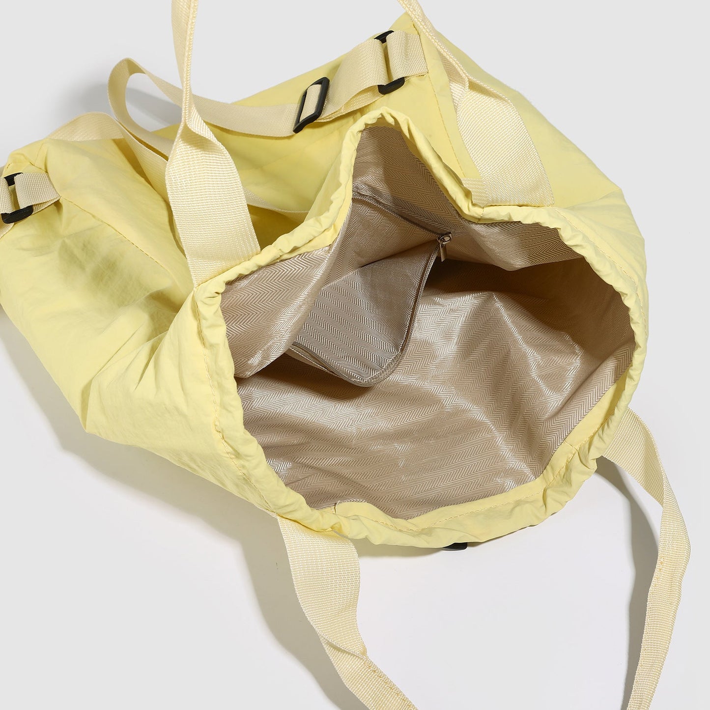 Yellow Drawstring Backpack Purse - Large Capacity Travel Backpack for Students, Lightweight Shoulder Handbag -dropshippingabc.com