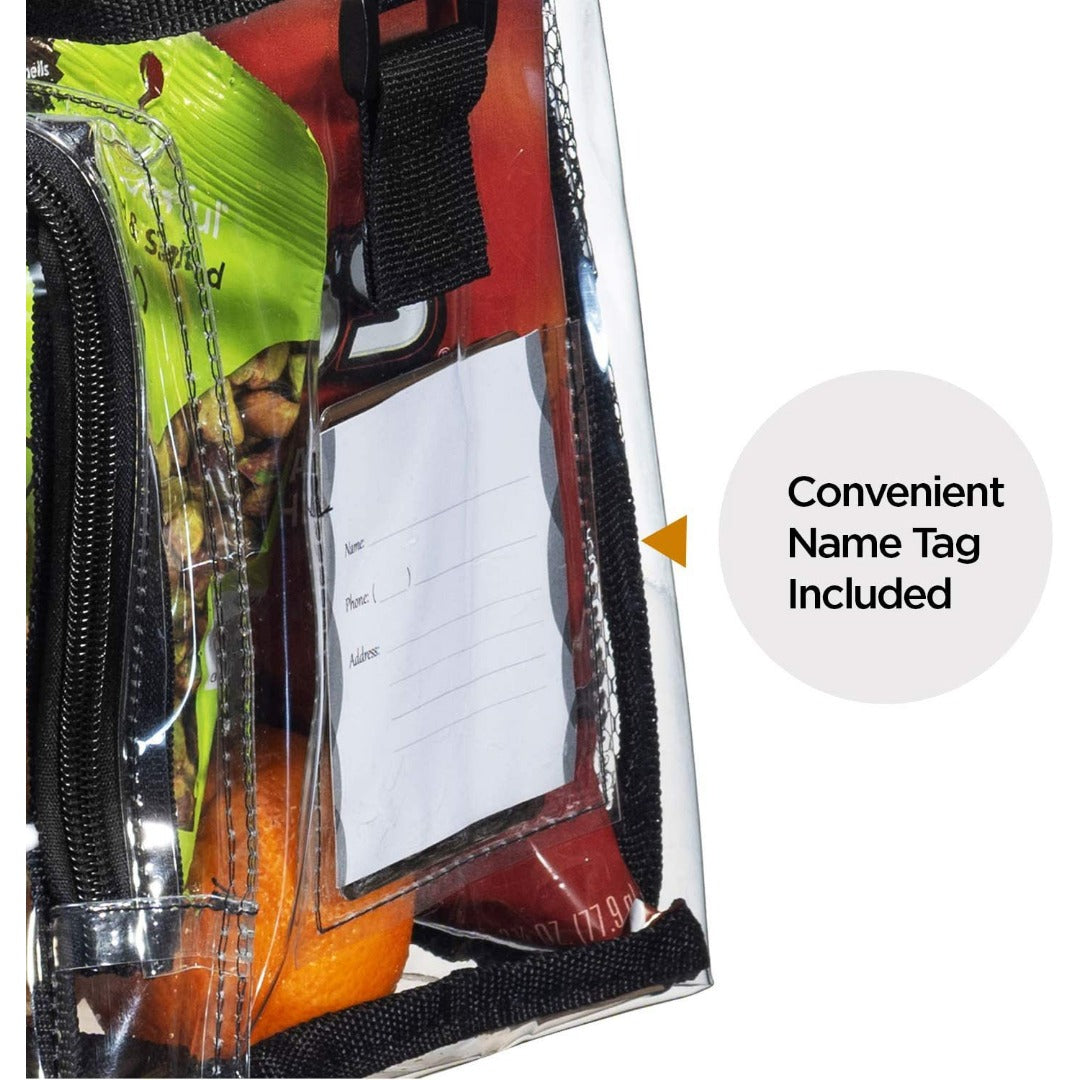 PVC Clear Lunch Bag with Adjustable Strap - Front Storage Compartment & Mesh Pocket -dropshippingabc.com