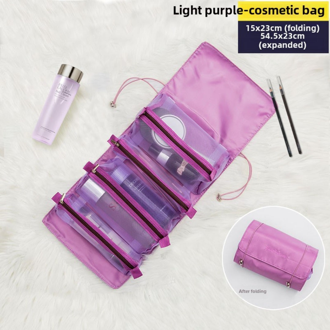 4-in-1 Convertible Makeup Bag - Large Capacity Travel Toiletry Organizer with Detachable Compartments -dropshippingabc.com
