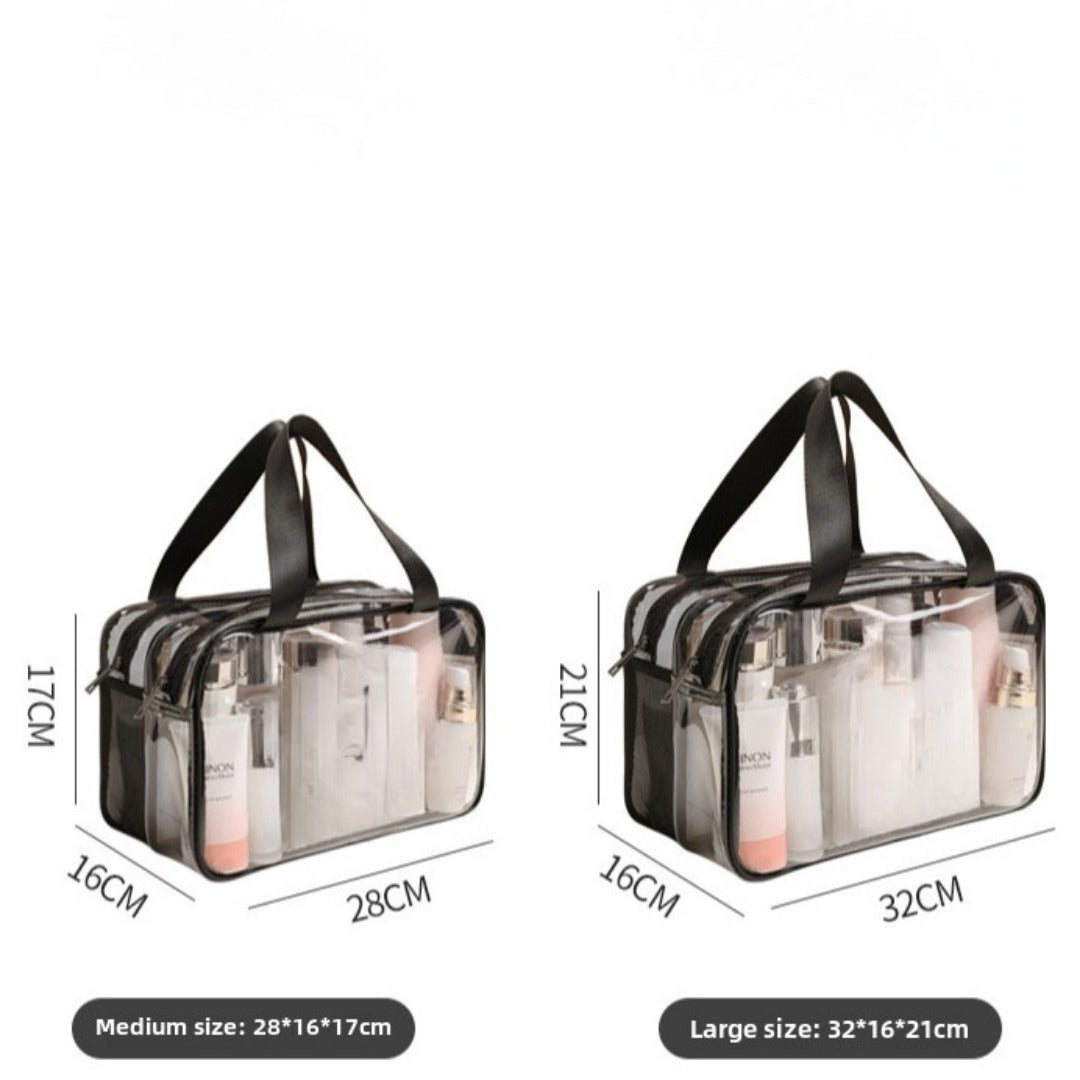 Transparent PVC Makeup Bag with Wet-Dry Separation - Double Layer Waterproof Travel Toiletry Organizer -dropshippingabc.com