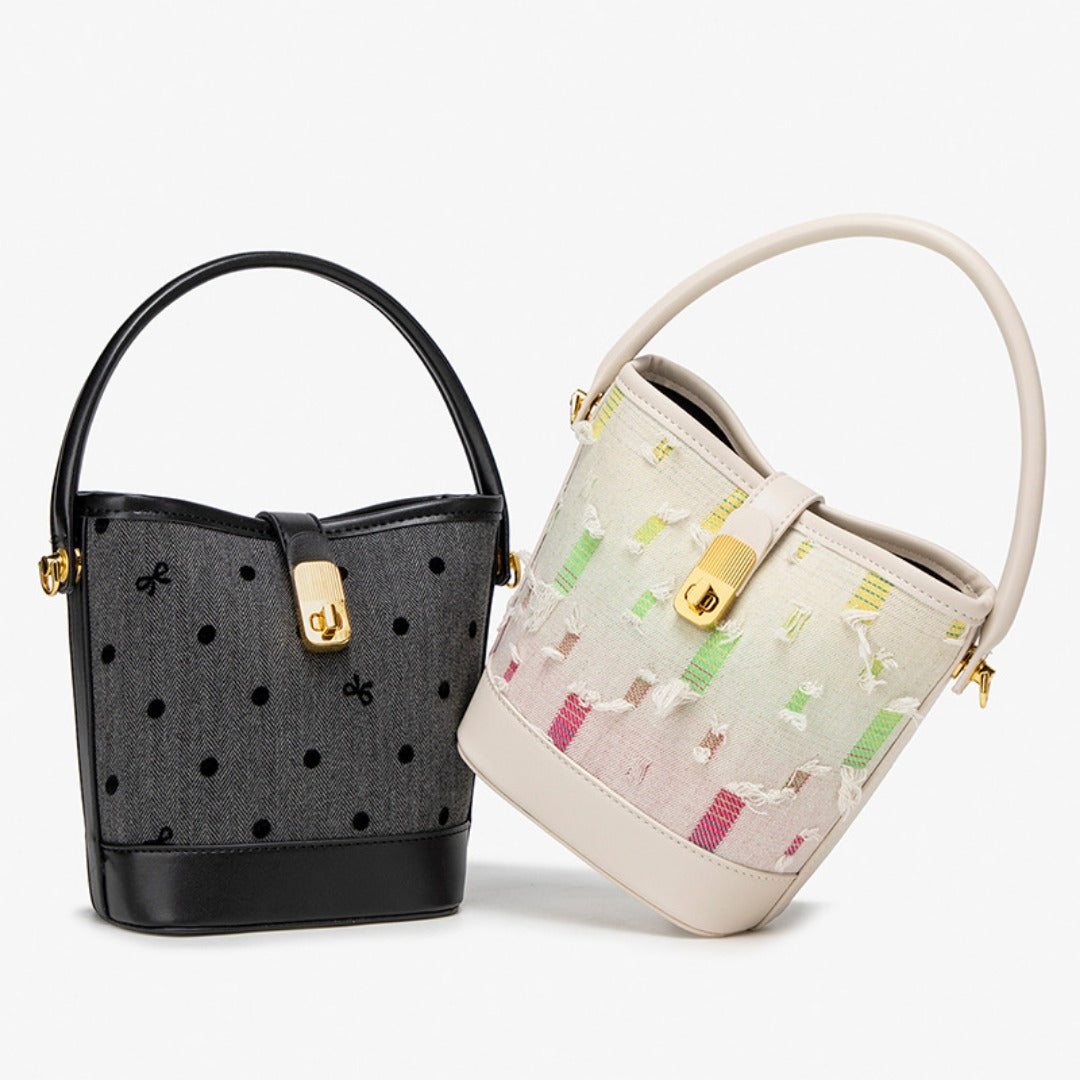 Small Casual Bucket Crossbody Bag - Washed Canvas Simple Handbag, Versatile Commuter Shoulder Tote -dropshippingabc.com