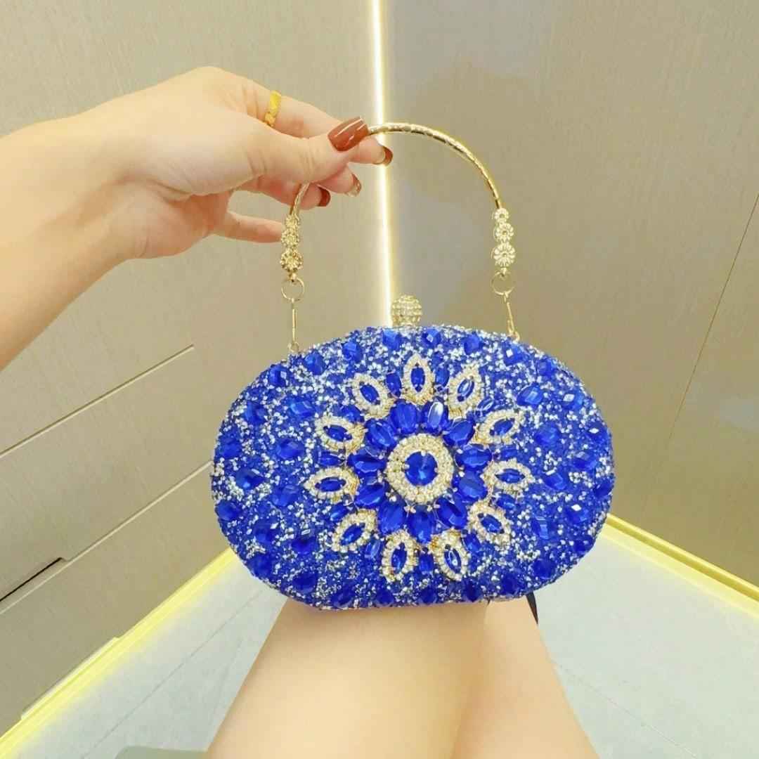 Elegant Oval Clutch Purses For Women Evening Bag Nude Purse Luxury Handbag Bride Wallet Glitter Multicolor Rhinestone Bags