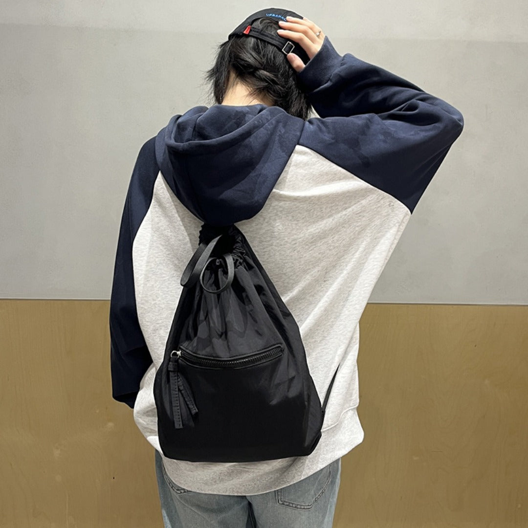 Large Capacity Bucket Backpack Purse - Lightweight Nylon Drawstring Bag for Women, Unisex Casual Summer Bundle Bag -dropshippingabc.com