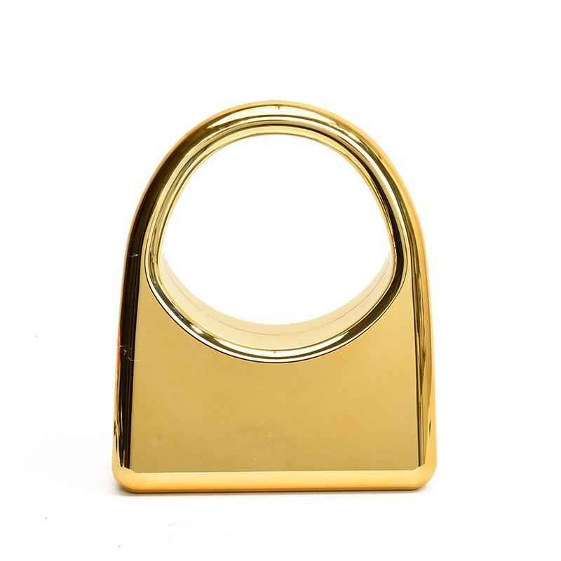 Acrylic Evening Bag with Metal Top Handle - Prom Clutch Purse with Detachable Crossbody Chain