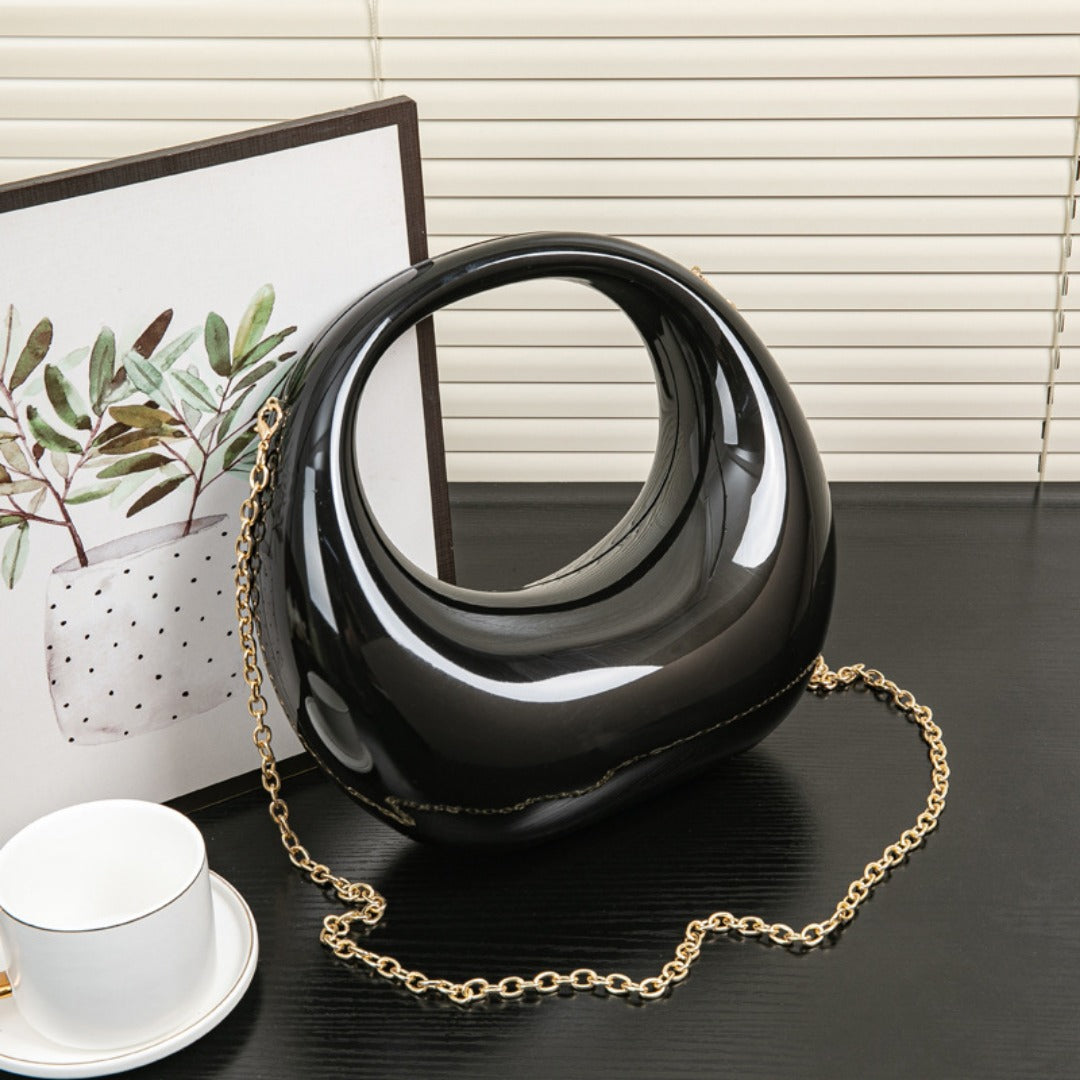 Acrylic Evening Clutch Purse - Gold & Silver Wedding Prom Bag with Chain, Stylish Makeup Clutch Box for Parties -dropshippingabc.com