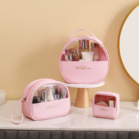 Translucent PU Makeup Bag - Large Capacity Waterproof Toiletry Organizer & Skincare Storage -dropshippingabc.com