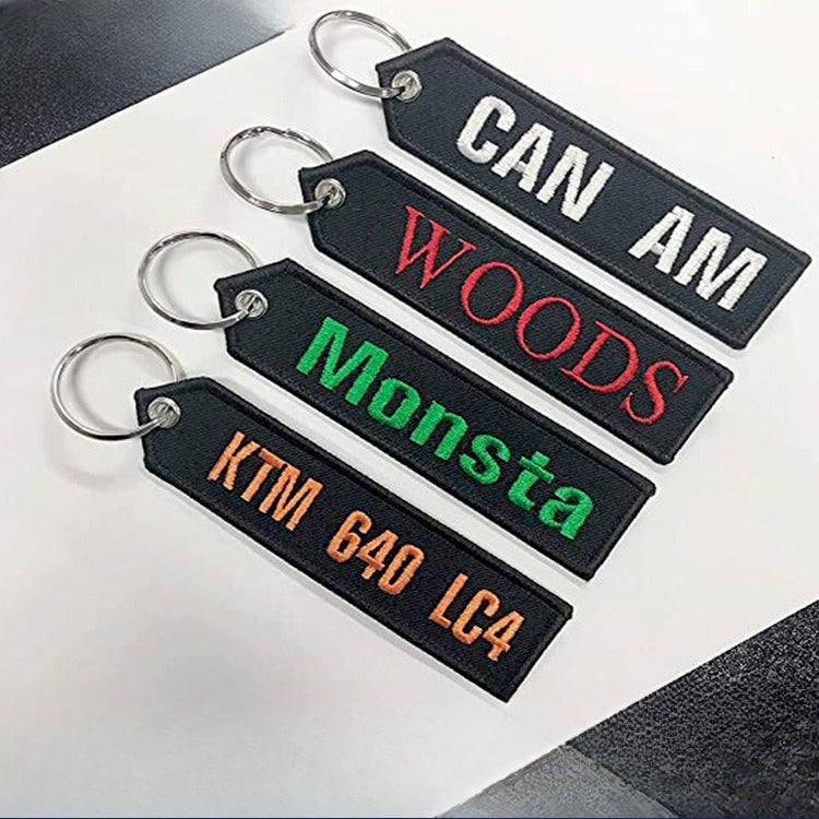 Double-sided Letter Woven Mark Embroidery Keychain Finished Decorative Materials, Luggage DIY Embroidery Key Pendant Customization -dropshippingabc.com