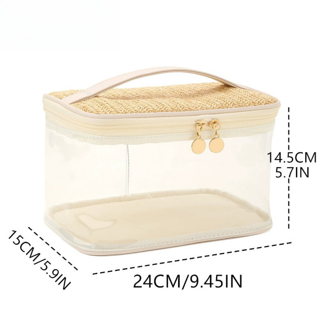 PVC Straw Makeup Bag for Women - Large Capacity Lightweight Travel Toiletry & Cosmetic Organizer -dropshippingabc.com