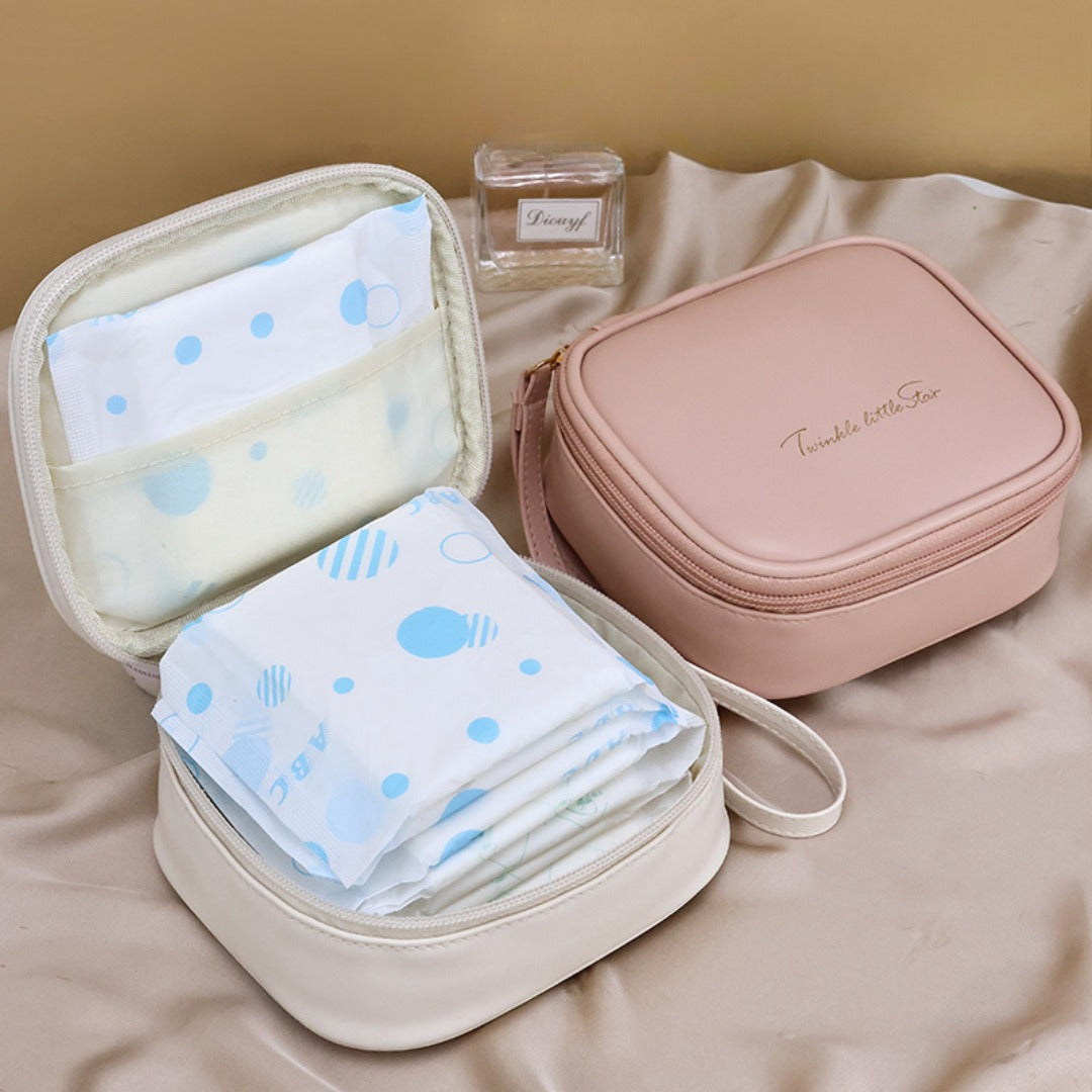 Portable PU Makeup Bag - Small Cream Lipstick Envelope Carry Bag for Students & Sanitary Napkin Storage -dropshippingabc.com