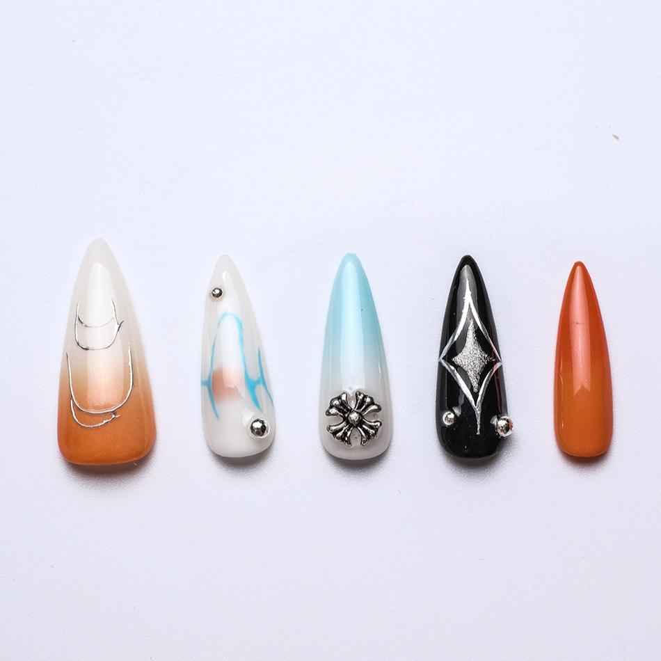 Handmade Reusable Press on Nails - Customizable False Nails for Nail Art Wear 1064