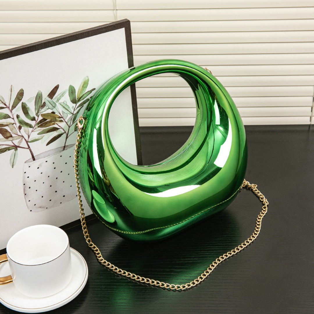 Acrylic Evening Clutch Purse - Gold & Silver Wedding Prom Bag with Chain, Stylish Makeup Clutch Box for Parties -dropshippingabc.com