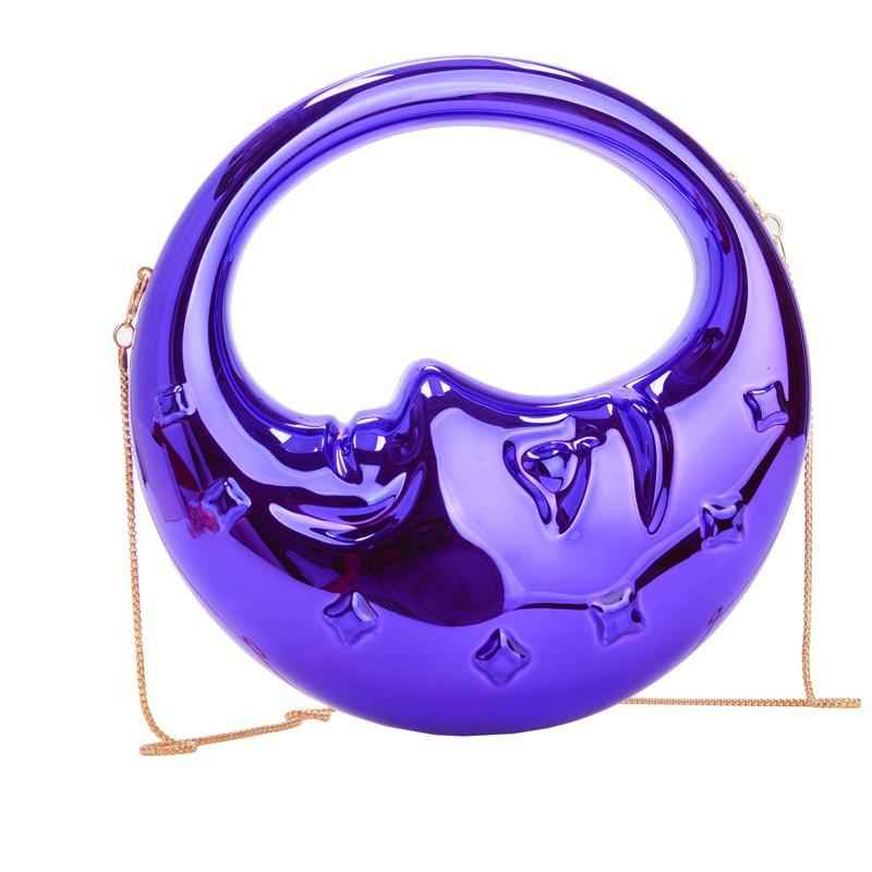 Moon Shape Acrylic Evening Bag - Unique Crescent Design Party Clutch Purse with Chain