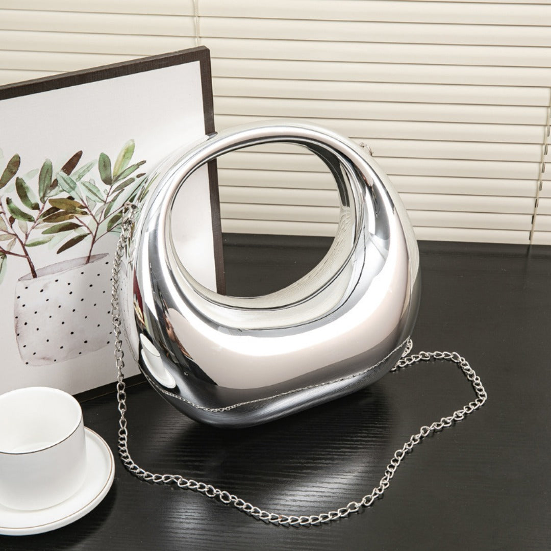 Acrylic Evening Clutch Purse - Gold & Silver Wedding Prom Bag with Chain, Stylish Makeup Clutch Box for Parties -dropshippingabc.com