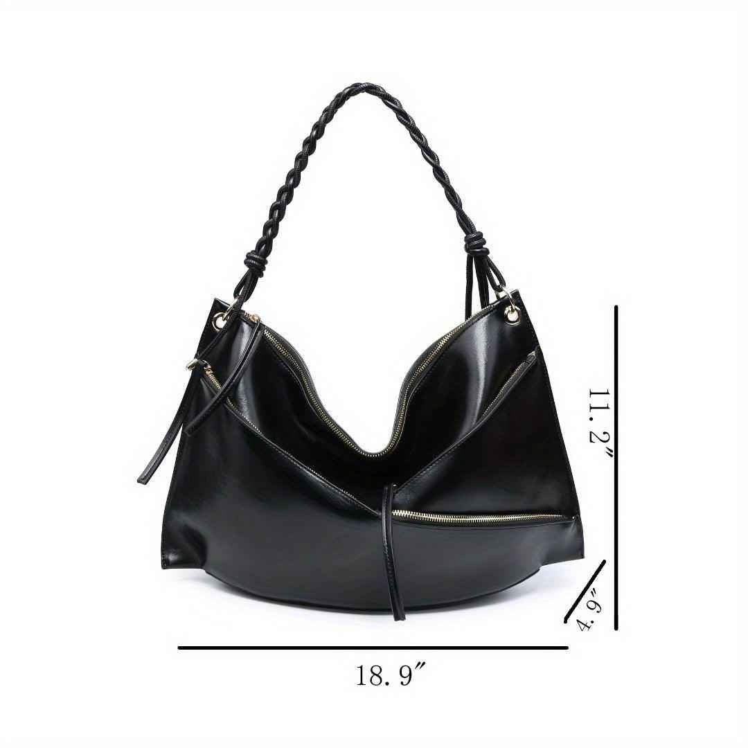 Large Shoulder Bag with Unique Handmade Woven Handle - Oversize Hobo Purse Big Capacity