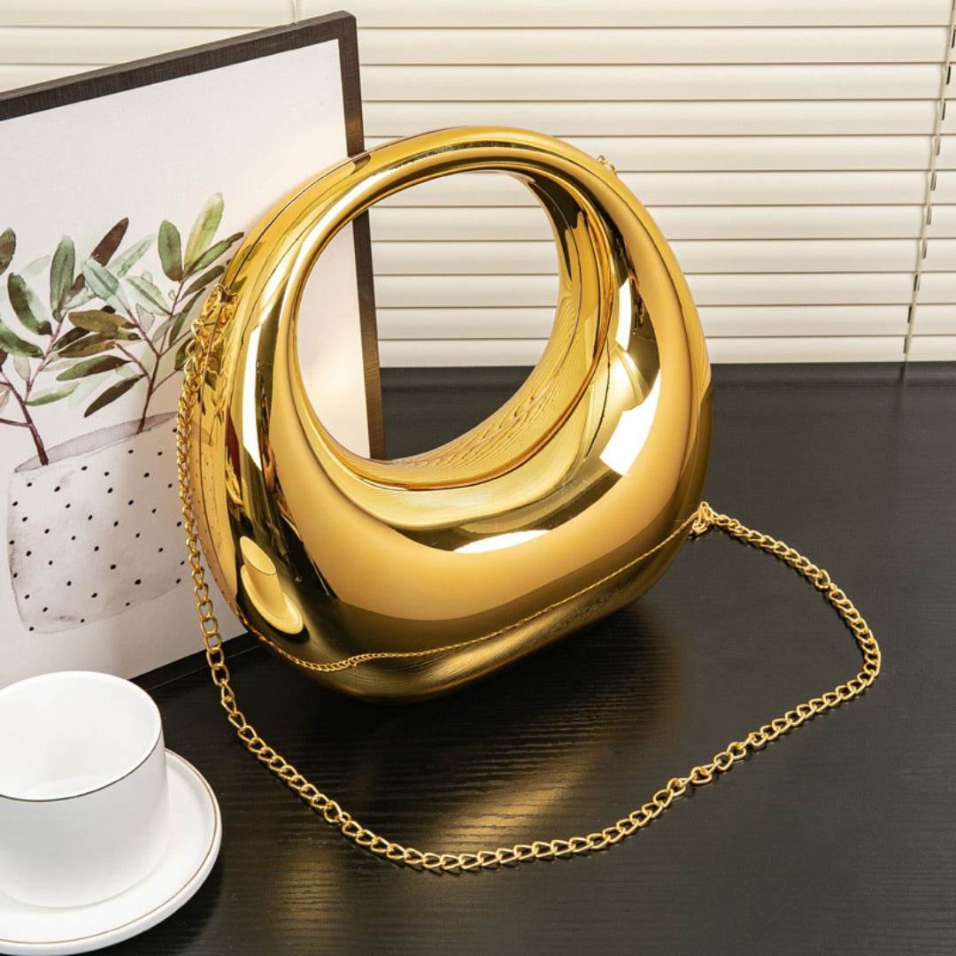 Acrylic Evening Clutch Purse - Gold & Silver Wedding Prom Bag with Chain, Stylish Makeup Clutch Box for Parties -dropshippingabc.com