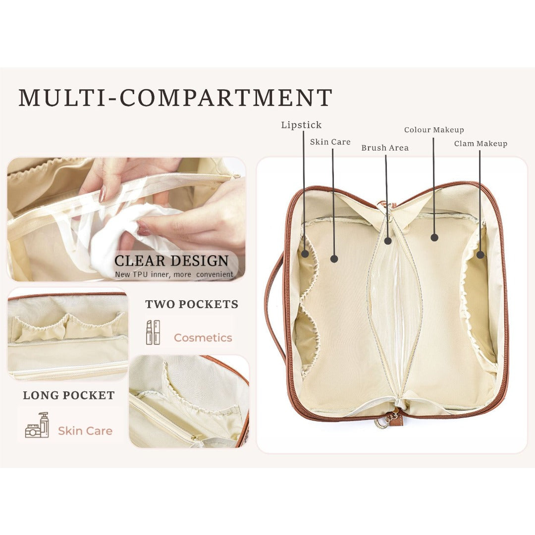 Bohemian Cloud Pillow Cosmetic Bag - Large Capacity PU Travel Makeup Organizer & Toilet Case -dropshippingabc.com