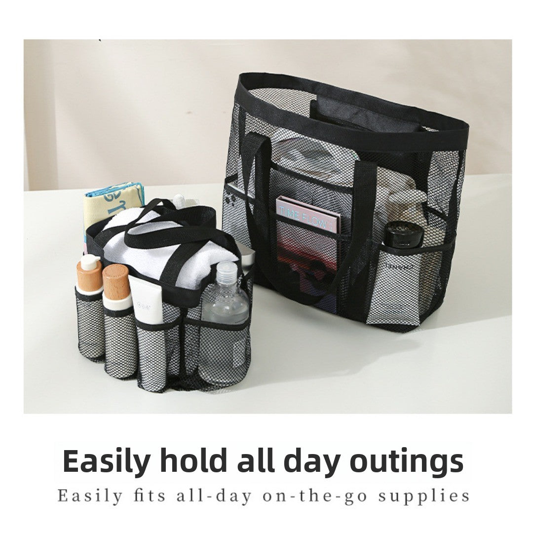 Large Capacity Mesh Shower Tote Bag - Portable Foldable Beach & Travel Bag for Wet and Dry Storage -dropshippingabc.com