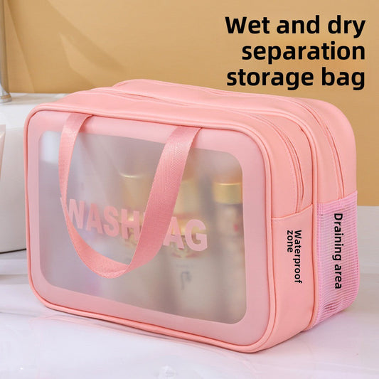 Dry & Wet Separation PVC Transparent Beach Bag - Double-Layer Portable Travel Toiletry Bag with Compartments -dropshippingabc.com