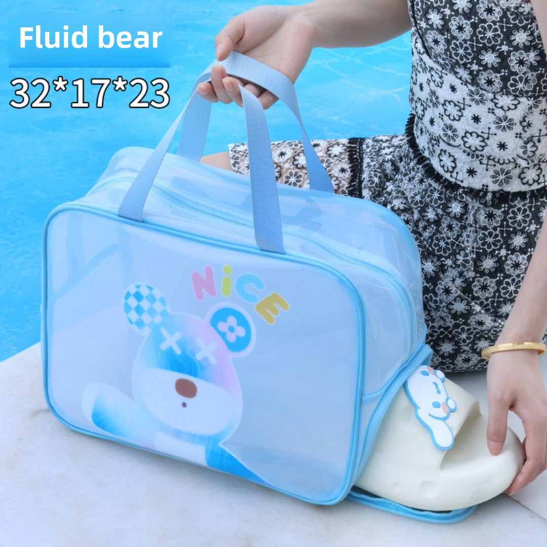 Dry & Wet Separation PVC Transparent Beach Bag - Double-Layer Portable Travel Toiletry Bag with Compartments -dropshippingabc.com