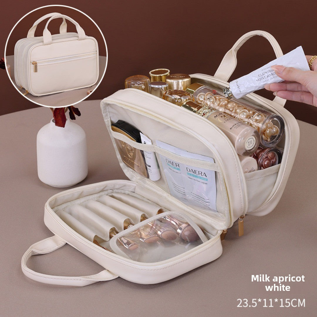 Double layer portable cosmetic bag, large capacity portable cosmetic storage bag, makeup bag organizer,Makeup bag with compartments, -dropshippingabc.com