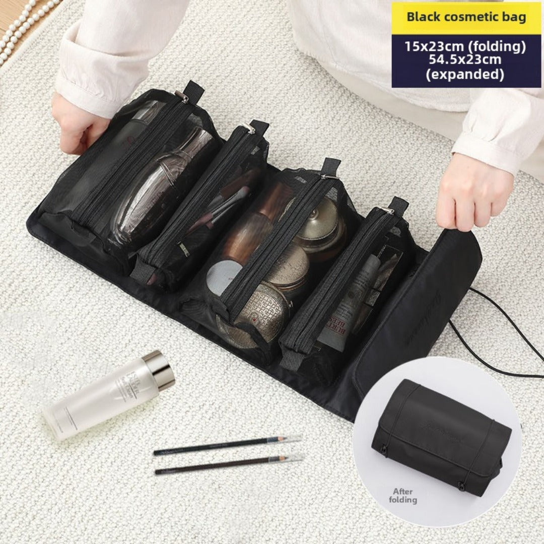 4-in-1 Convertible Makeup Bag - Large Capacity Travel Toiletry Organizer with Detachable Compartments -dropshippingabc.com