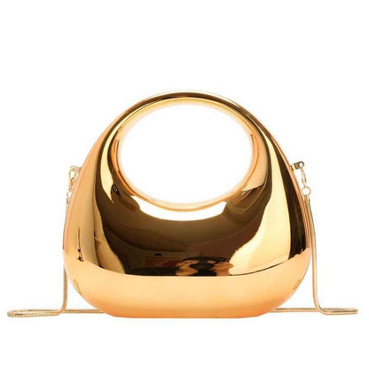 Acrylic Clutch Purse with Oval Bottom & Metal Top Handle - Versatile Chain Strap Evening Bag for Dinner & Parties