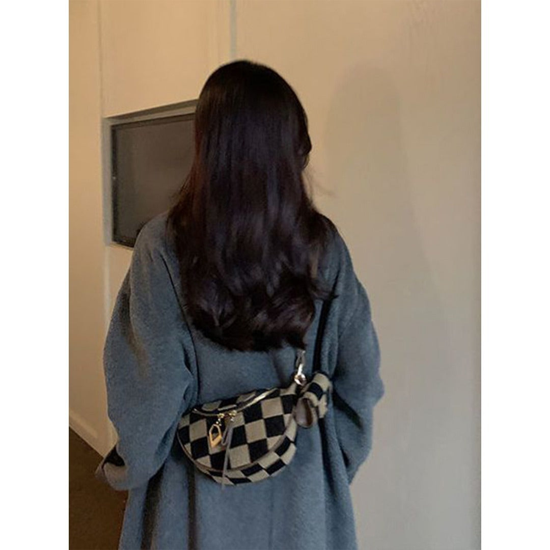 Small Crossbody Bag – Versatile Commute with Checkerboard Canvas, Compact Earphone Bag, Stylish 2-in-1 Chest Bag & Fanny Pack for Everyday Use -dropshippingabc.com