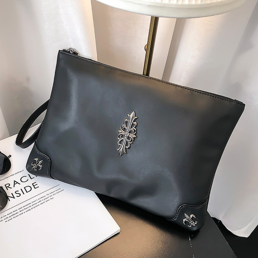 Unisex Evening Clutch Bag | Rivet Messenger iPad Wrist Bag with Detachable Strap -dropshippingabc.com
