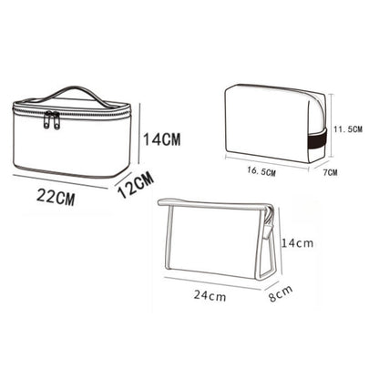 3-Piece Large Capacity Makeup Bags Set - Waterproof PU Cosmetic Organizer for Gym, College, Travel -dropshippingabc.com