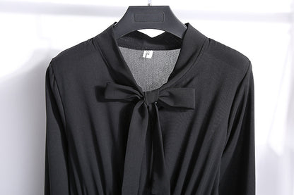 Long Sleeve Floral Print Chiffon Dress - Medium Lace Up Slim Fit Women's Dress