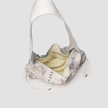 Printed Pleated Canvas Hobo Bag for Women - Casual Shoulder Commuter Bag -dropshippingabc.com