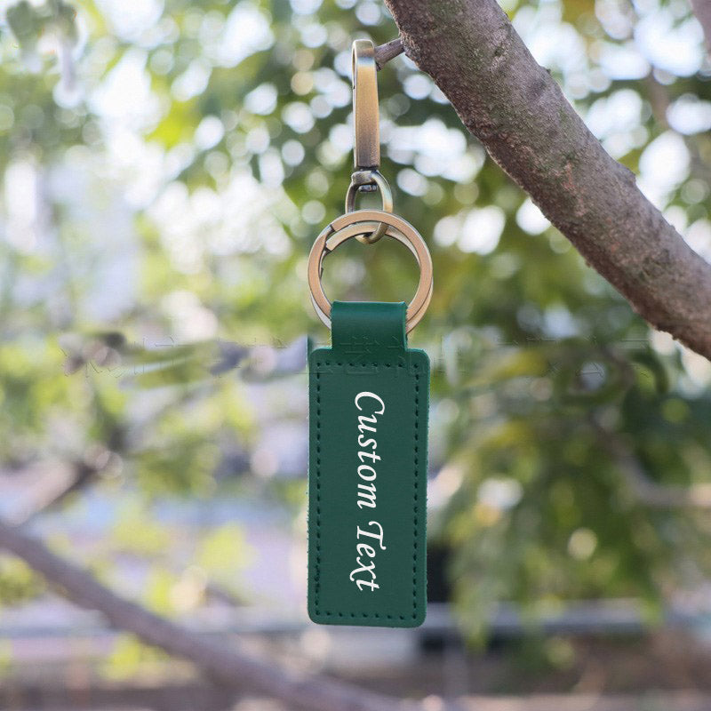 Custom Keychain, Personalized keychains, Real Leather Key Chain Holder Engrave Name Text, Customized Gifts for Men Women -dropshippingabc.com