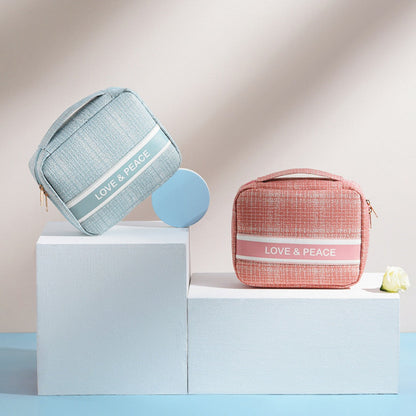 Small Square Makeup Bag - Compact Travel Cosmetic Organizer & Portable Storage Pouch -dropshippingabc.com