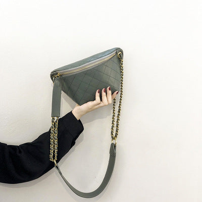 Checkered Embroidered Fanny Pack - Stylish Crossbody Chest Bag & Waist Purse for Women with Fashion Chain -dropshippingabc.com