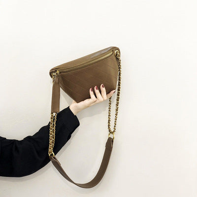 Checkered Embroidered Fanny Pack - Stylish Crossbody Chest Bag & Waist Purse for Women with Fashion Chain -dropshippingabc.com