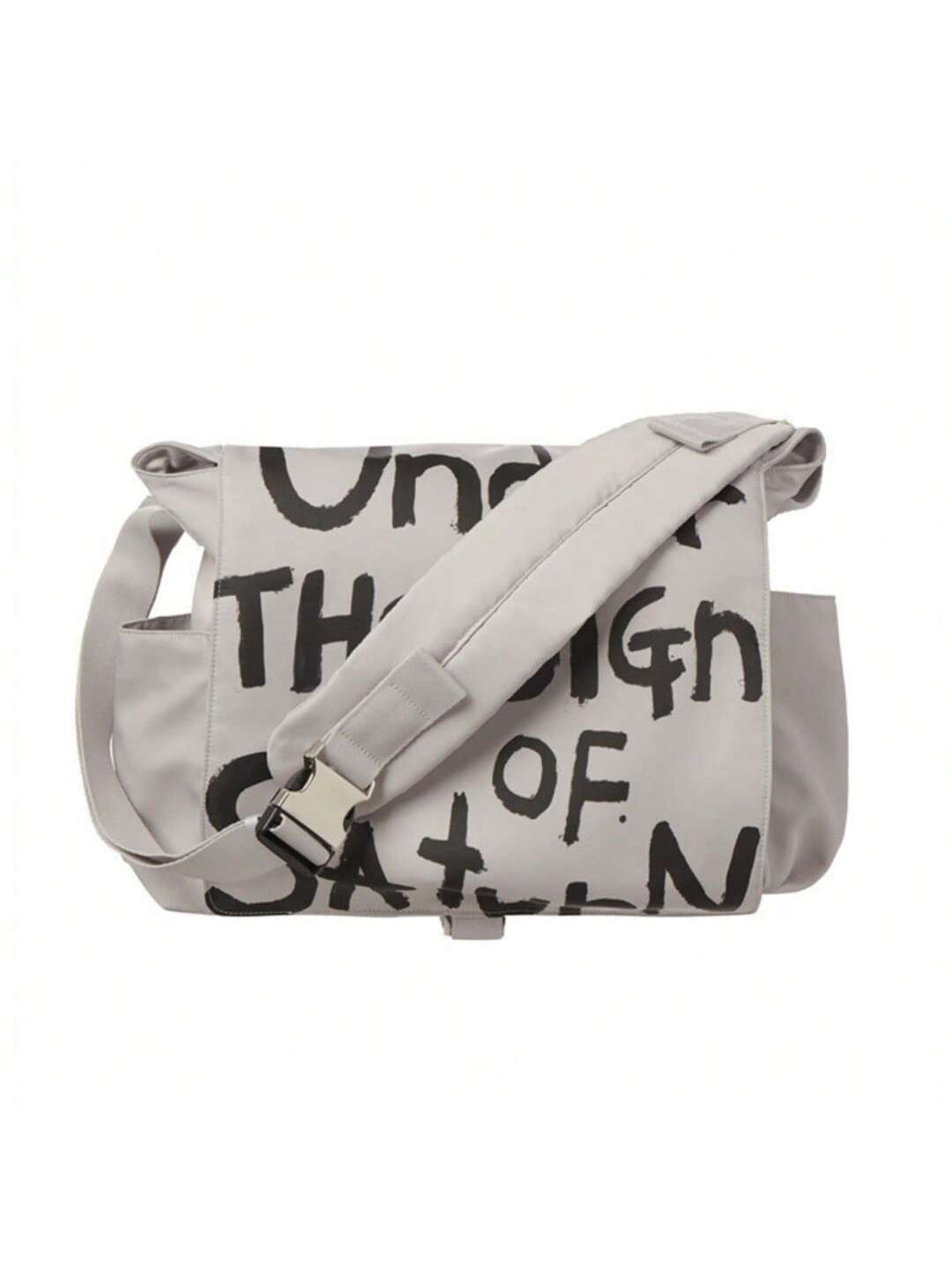 Goth Punk Canvas Messenger Bag - Waterproof Letter Printed Crossbody Bag for College Students, Shoulder Satchel -dropshippingabc.com