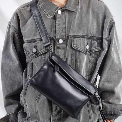 Vegan Leather Small Crossbody Bag - Chest Purse & Fanny Pack for Men -dropshippingabc.com