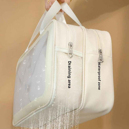 Premium Makeup Bag with Wet-Dry Separation - Large Capacity Beach & Travel Cosmetic Organizer