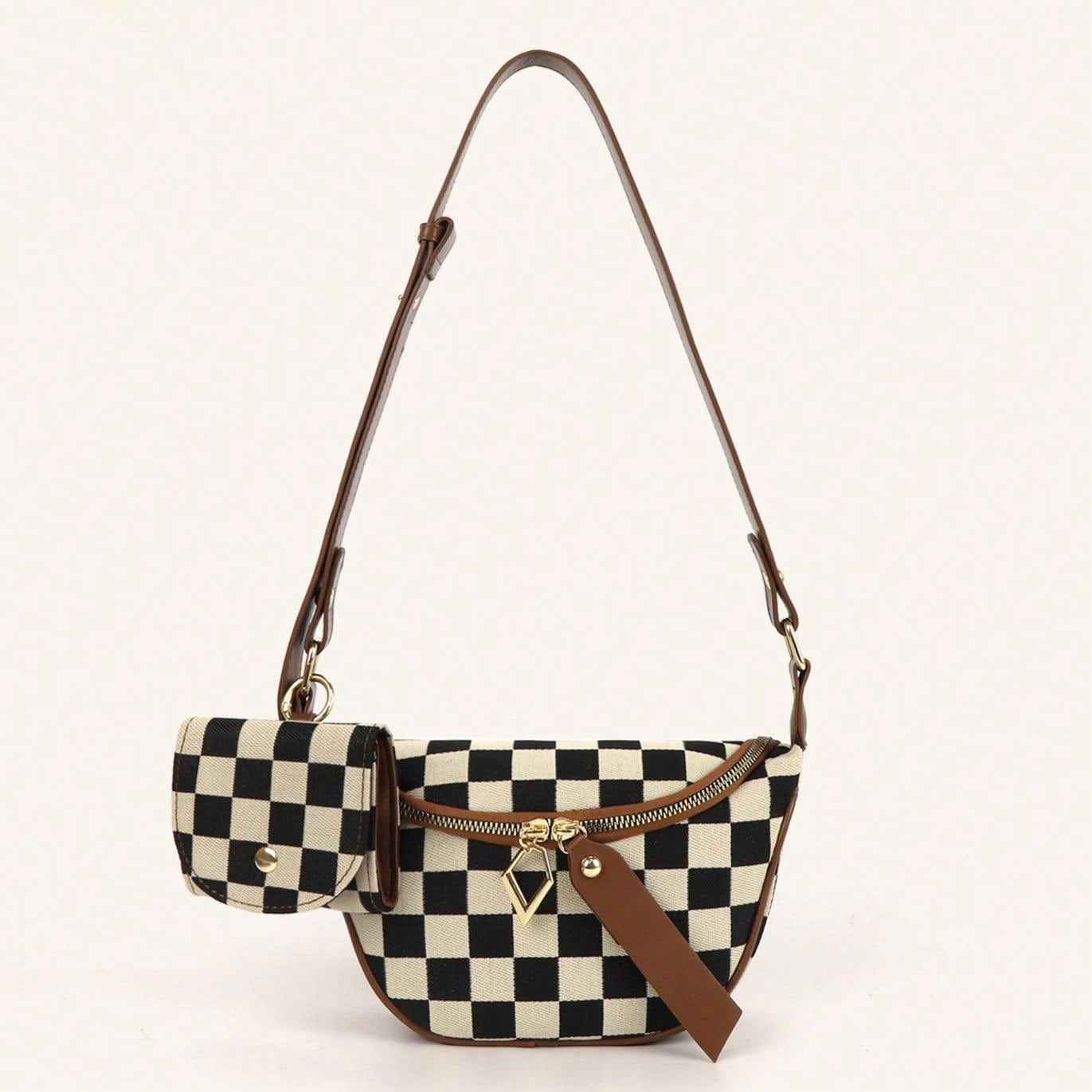 Checkerboard Chest Bag - Fashion Plaid Waist Bag & Messenger Fanny Pack for Everyday Use