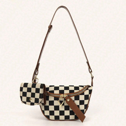 Checkerboard Chest Bag - Fashion Plaid Waist Bag & Messenger Fanny Pack for Everyday Use