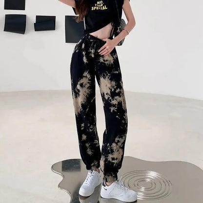 Women's Printed Harem Pants - Loose Elastic Waist Lacing Thin Straight Leg Casual Pants for Spring Summer -dropshippingabc.com