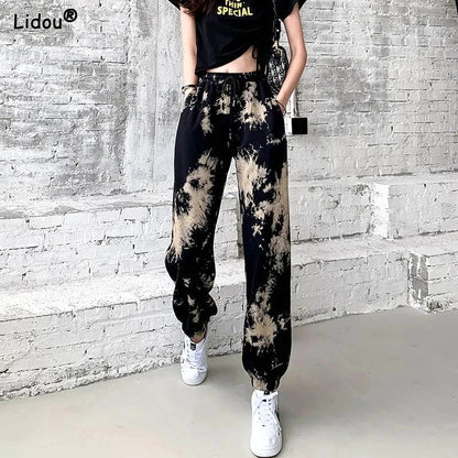 Women's Printed Harem Pants - Loose Elastic Waist Lacing Thin Straight Leg Casual Pants for Spring Summer -dropshippingabc.com