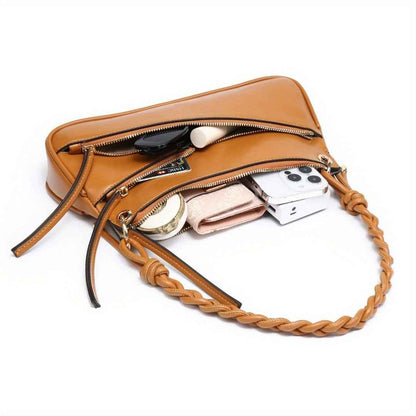 Small Shoulder Bag with Unique Handmade Woven Handle - Artisan Crafted Crossbody Purse