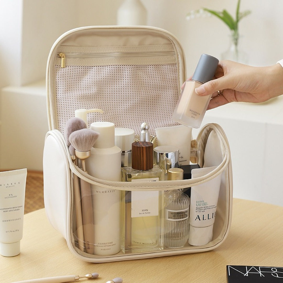 Visible Transparent Makeup Bag - Large Capacity Waterproof Toiletry Bag for Travel & Portable Storage -dropshippingabc.com